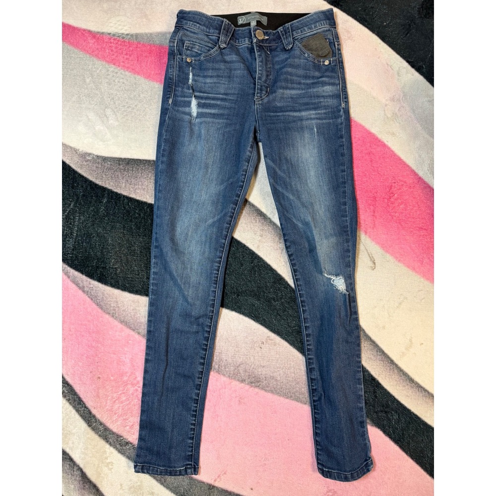 Wit & Wisdom Ab-solution Skinny Jeans Medium Wash Distressed Denim Size 0